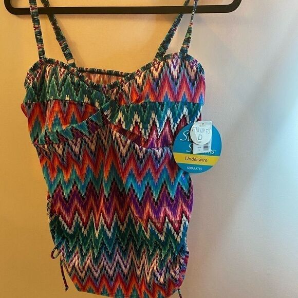 Swim solutions twister Bra printed  tankini Top - Picture 4 of 7